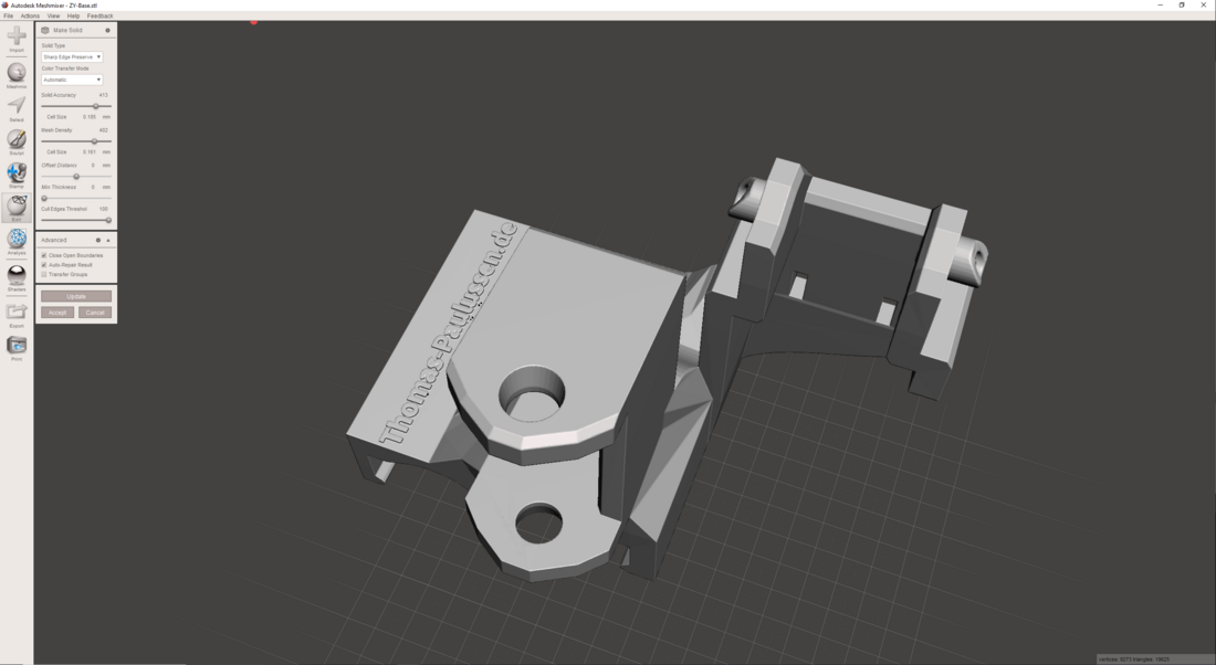 Meshmixers Make Solid function